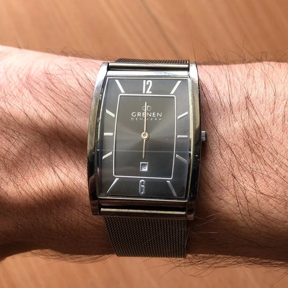 Grenen Men's Stainless Slim Steel Mesh Watch - Picture 2 of 5